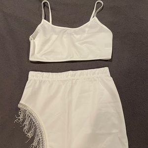 Brand new SHEIN white crop skirt set